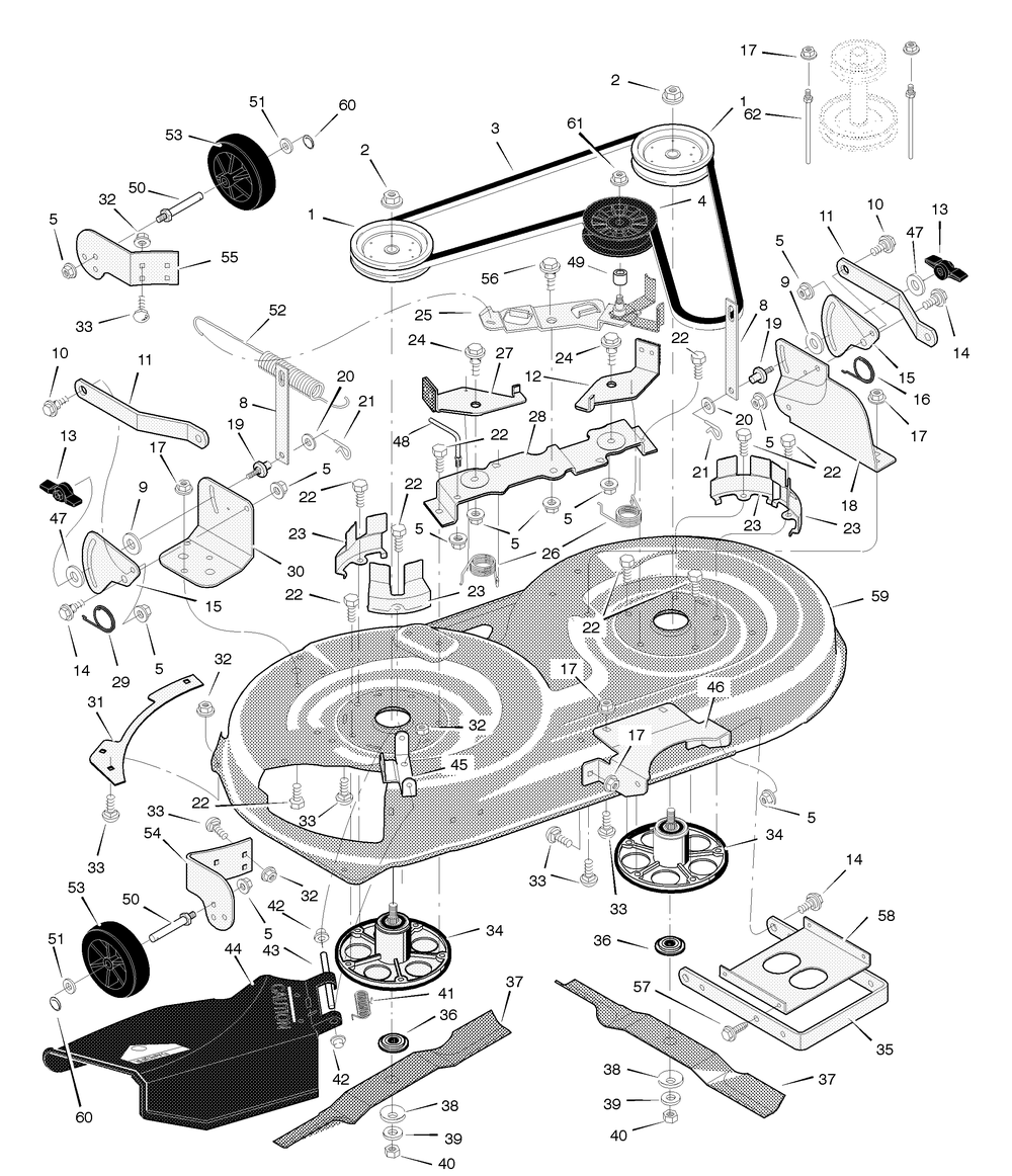 Mower Housing Diagram and Parts List for 425615X50B 2004 Briggs and Stratton Lawn Tractor